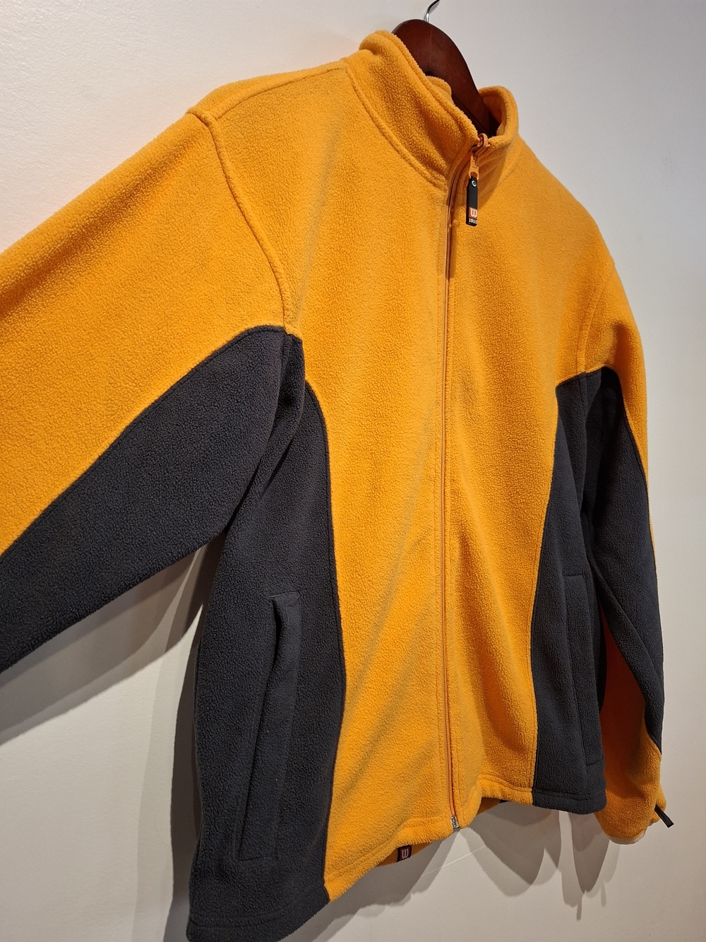 Wilson Yellow and Gray Men's Fleece Puffer Jacket, Vintage